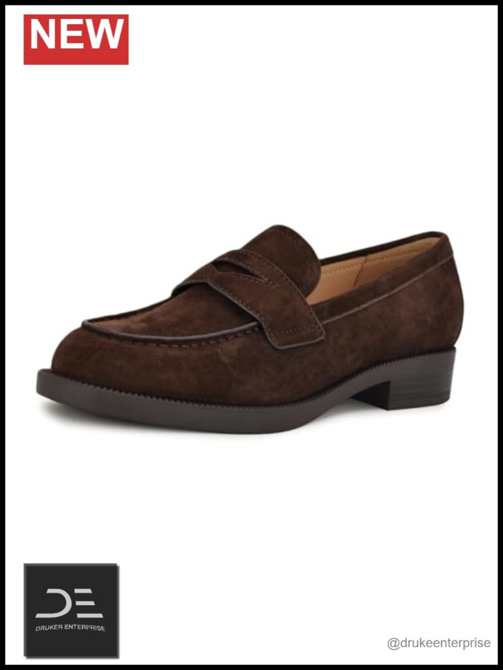Nine West Berg Women's Leather Slip-On Loafers Almond Toe 1.1" Heel